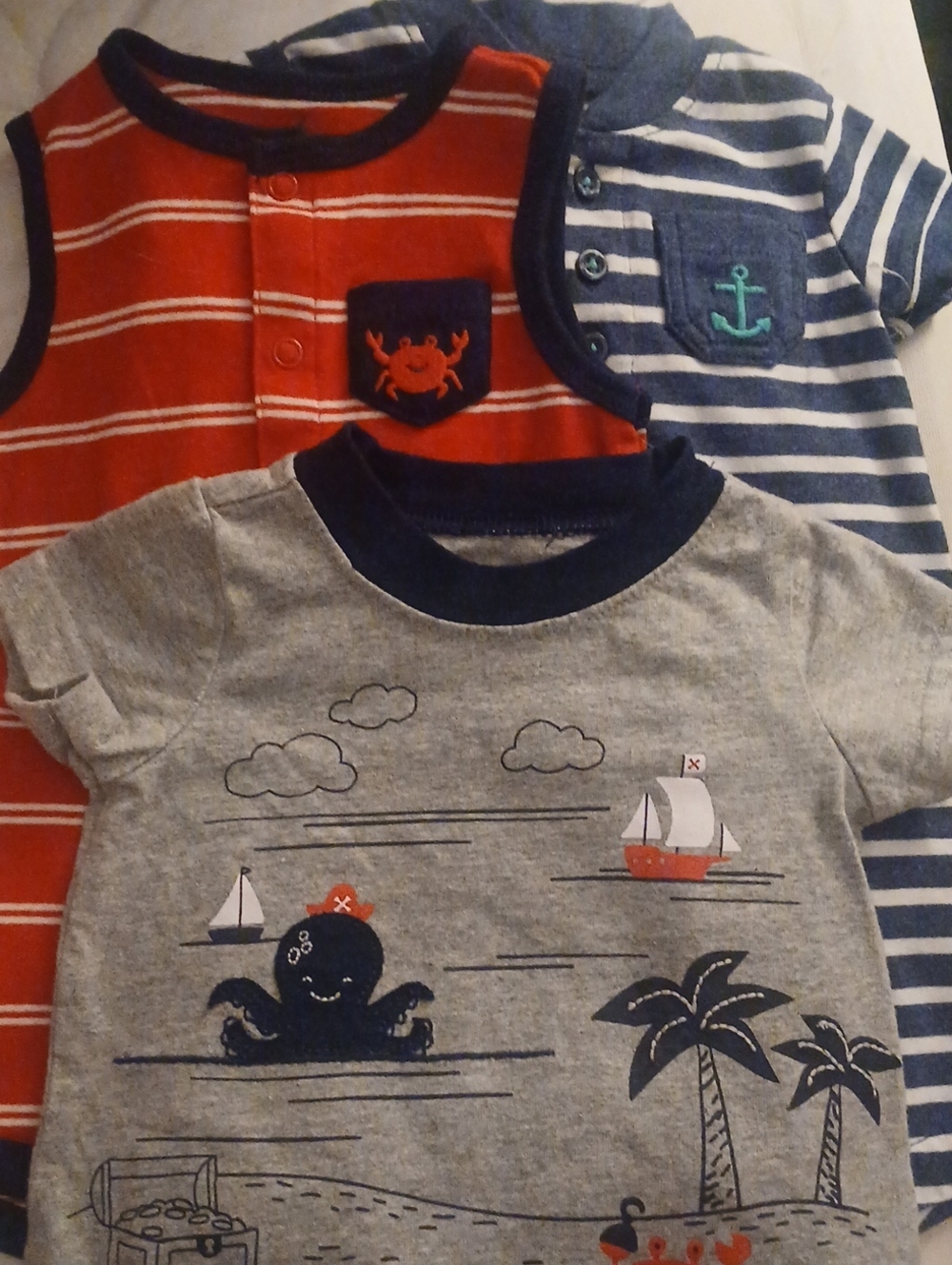Nautical Baby Romper Sets- Red, Navy, Gray